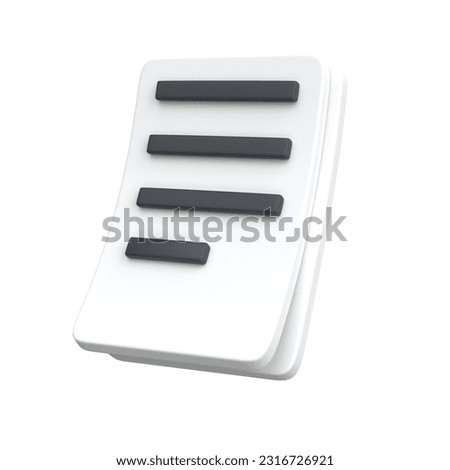 3d white sheet of paper document with strokes logo icon. management efficient work on project plan concept, assignment and exam, work solution render illustration. isolated on white background with
