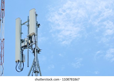 3G, 4G and 5G cellular. Base Station or Base Transceiver Station. Telecommunication tower. Wireless Communication Antenna Transmitter. Development of communication system in urban area. - Shutterstock ID 1108781867