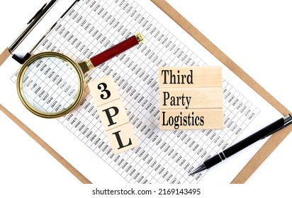 3PL - 3rd Party Logistics Text On A Wooden Block On Chart Background