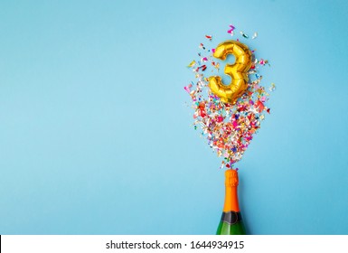 3rd Anniversary Champagne Bottle Balloon Pop