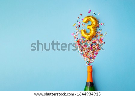 3rd anniversary champagne bottle balloon pop