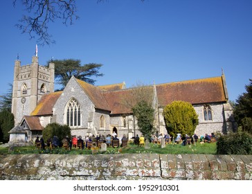 4 April 2021 - Hambledon UK: Open Air Church Service On Easter Sunday