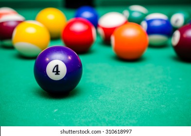 4 Ball From Pool Or Billiards On A Billiard Table