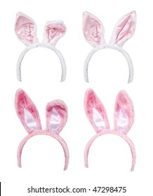 4 Bunny Ear Headbands Isolated On A White Background