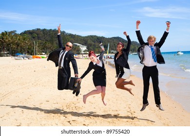 4 Business People Jumping