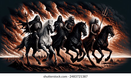 Cartoon Artistic Image 4 Horsemen Apocalypse Imagen generada por IA ...