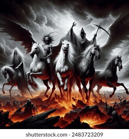 4 Four Horsemen Demon Apocalypse Dark AI-generated image 2483721387 ...