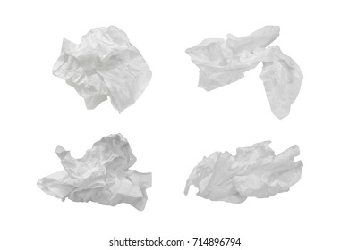 4 Screwed up piece of Tissue isolated on white background - Shutterstock ID 714896794