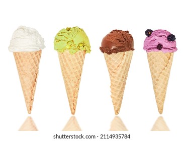 4 Types Ice Cream Waffle Cone Stock Photo 2114935784 | Shutterstock