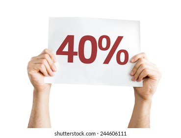 40% de tarjeta aislada en fondo blanco