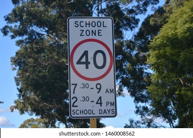  40 Speed School Zone Sign With Times To Observe In Australia