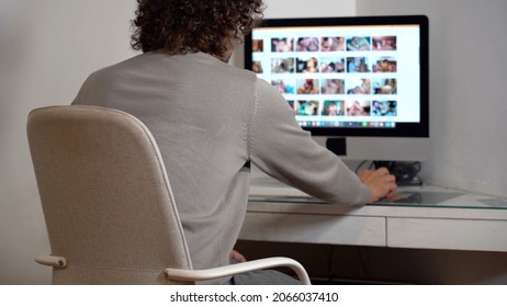 40 year old business man watching porn video on Internet  at home during smart working due Covid-19 Coronavirus outbreak 