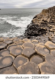 40,000 interlocking basalt columns form Giants Causeway in Northern Ireland