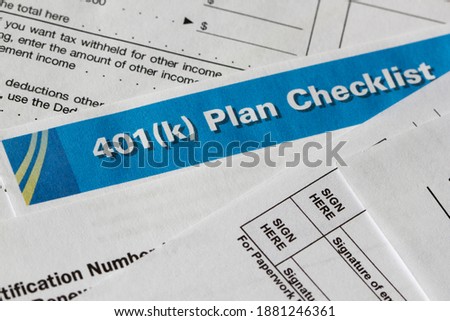 401(k) plan checklist among forms and other documents.
