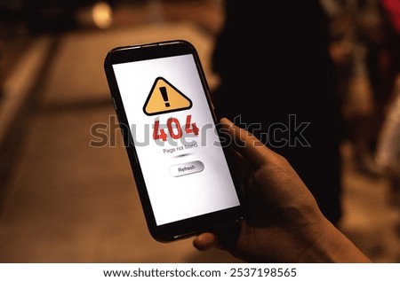 404 Page not found error. Screen shows errors on website page to contact maintenance or support. Concepts of internet network, troubleshooting server connection problems, and improving signal failures