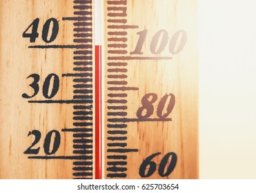 40-degree Celsius High Temperature Shown On The Thermometer. Climate Change And Global Warming. Ecology Crisis And Extreme Weather. Hot And Heatwave.