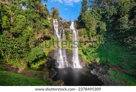 40m high,picturesque waterfall surrounded by beautiful rain forest and nature,in the Pakse area of southern Laos,in the Paksong District.
