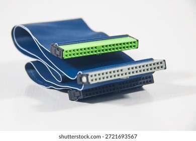 40-pin IDE Computer Data Cable, female IDE connectors, telecommunication technology transfer, network solutions, digital hardware global equipment, selective focus, shallow depth of field, Cairo Egypt