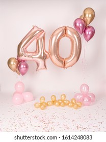 40th Birthday With White Background And Balloons