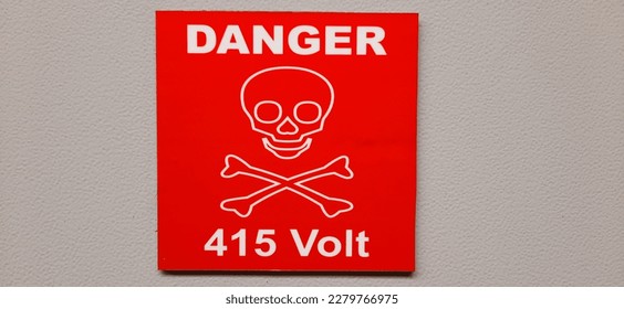 415 volt hazardous section, substation 415 volt three phase line - Shutterstock ID 2279766975
