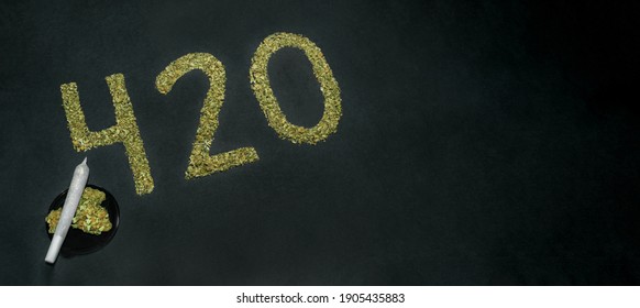 420, Expression Of Cannabis Culture Slang On Black Background With Copy Space Right. Marijuana Background.