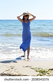 45 Years Old Russian Woman  Standing In Japanese Sea And Looking Away