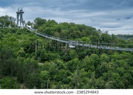 The 458 meters long suspension bridge Titan-RT at Rappbode Dam