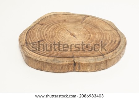 45-degree large wood stump tray on white background