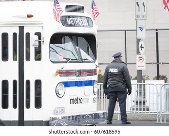 45th Presidential Inauguration, Donald Trump: Vintage Washington DC Metro Bus Serves As A Parade Vehicle, WASHINGTON DC - JAN 20 2017