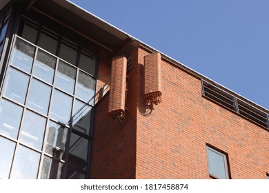 A 4G And 5G Mobile Phone Mast Disguised As The Bricks Of The Building On An Office Block In The Leeds City Centre In The UK, The Hidden Phone Mask Matches The Building