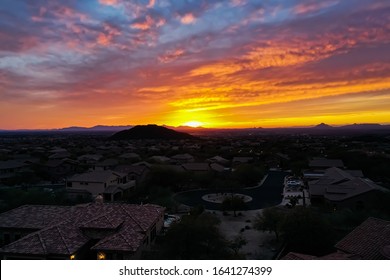 A 4k Aerial View Of An Arizona Sunset.