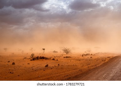 4k desktop background wallpaper e Desert in Africa landscape. dirt road and yellow orange dusty sandstorm Somalia region, Ethiopia, Africa
