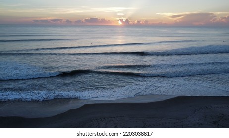 4k Drone Shot Off The East Coat Of Florida. 7:00 AM EST