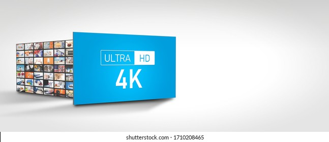 4K High Resolution Television. TV Multimedia Panel. Web Banner Image With Copy Space