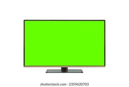 4K modern flat screen lcd TV or oled, green screen blank HD monitor mockup with clipping path isolated on white background. - Powered by Shutterstock