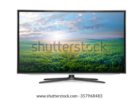 4k monitor isolated on white 商業照片 © 