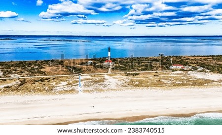 4K Photo of Fire Island Lighthouse from the Atlantic Ocean facing North towards the Great South Bay