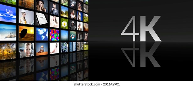 4K Television Screens On Black Background