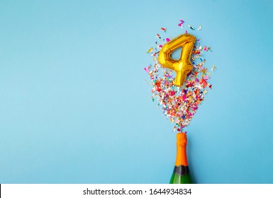 4th Anniversary Champagne Bottle Balloon Pop