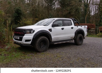 4th December 2018- A Rugged Ford Ranger 4x4 In A Public Parking Area At A Woodland Near Amroth, Pembrokeshire, Wales, UK.