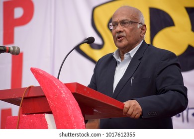 4th February 2018, Guwahati, Assam, India. Politburo Member Of The Communist Party Of India (Marxist) CPI(M), S. Ramachandran Pillai Adressing People During Annual State Conferenence Of CPI(M).