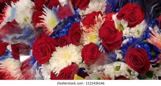 4th Of July Flowers In Red, White And Blue