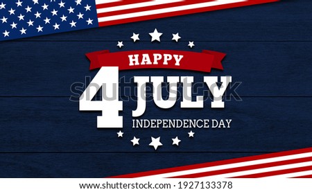 4th of July Independence Day background on wood