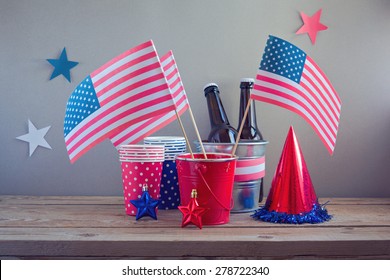 4th Of July Independence Day Celebration. Table Arrangement For Party