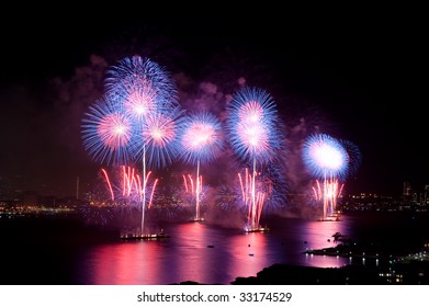 4th Of July Macys Fireworks Display On Hudson River.