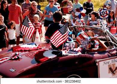 4th Of July Motorcade In Small Town America: New Albany, Ohio -  July 4, 2014.