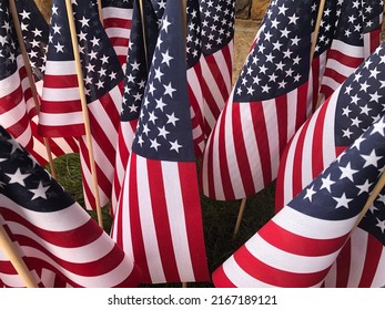 4th of July, veterans day flags in patriotic background image, red white and blue american flags for memorial day, 4th of July, and veterans day holidays, USA colors - Shutterstock ID 2167189121