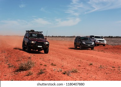 4wd Off Road Vans On Red Soil Outback Australia