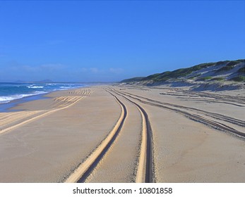 4WD Track On A Beach