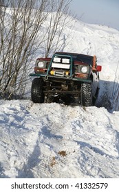 A 4X4 Jeep On The Snow. Winter 